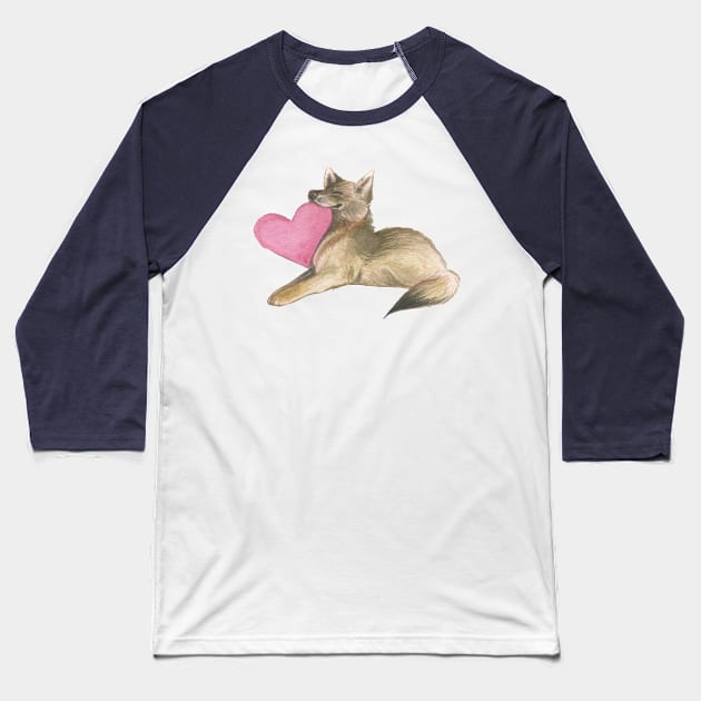 Wolf Heart Baseball T-Shirt by AmberStone